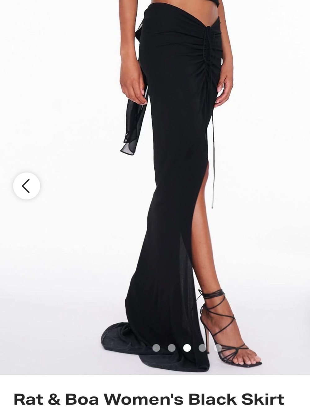 Rat & Boa Black Ruched Side-Slit Maxi Skirt size small